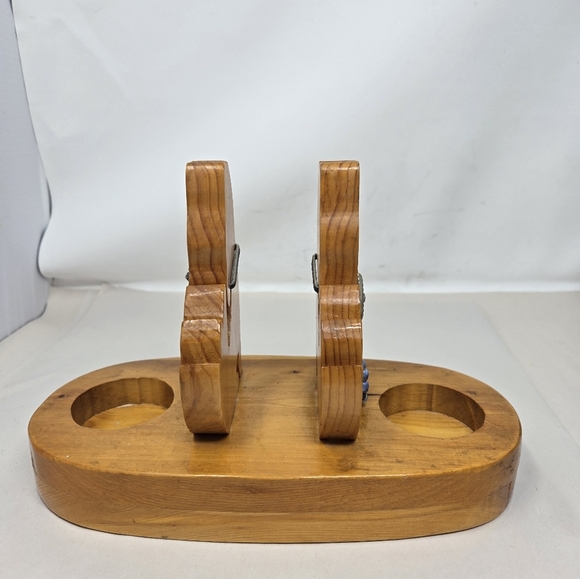 Wooden Handmade Napkin, Salt & Pepper Shaker Holders Coyotes Howling At The Moon - Picture 3 of 14